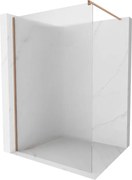 Mexen Kioto, sprchová zástena Walk-In 130 x 200 cm, 8mm sklo s rebrovým vzorom, medený matný profil, 800-130-101-65-09