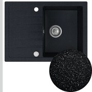 Sink Quality Titanite, kuchynský granitový drez 680x495x215 mm + chrómový sifón, čierna škvrnitá-Brocade, SKQ-TIT.B.1KKO.X