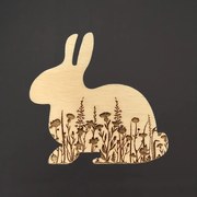 AMADEA Drevená dekorácia zajac so vzorom kvetín, masívne drevo, 6 x 6 cm, český výrobok