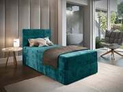 Čalúnená posteľ boxspring GLORIEN VELVET 100x200 cm tyrkysová Matrac: Bonell pružinová matrac