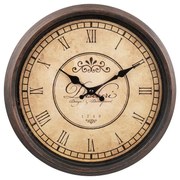 Hnedo-béžové rustikálne nástenné hodiny - Ø 30*4 cm