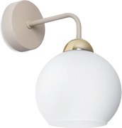 Nástenné svietidlo Eliza, 1x biele sklenené tienidlo, g/be