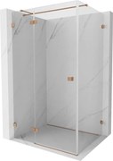 Mexen Lunar T, sklápací sprchový kút ľavý 100 x 120 cm, 8mm číre sklo, medený matný profil, 834T-100-120-65-00-L