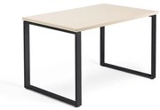 Kancelársky pracovný stôl QBUS, O-rám, 1200x800 mm, breza/čierna