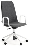 Stolička LANGLEY, stredný sedák, s kolieskami a podrúčkami, biela/antracit