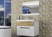 Kúpeľňový nábytok Belini  biely lesk / dub sonoma + umývadlo + zrkadlo  ROD PM 1/0/W/WDS/0/ZW