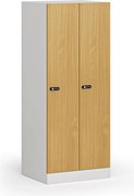 Šatníková skrinka S1 znížená, 2 oddiely, 1500 x 600 x 500 mm, mechanický kódový zámok, laminované dvere, buk