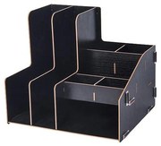 Drevený kancelársky organizér na dokumenty s 8 priehradkami čierny DIY 2062