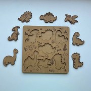Drevené detské puzzle - Dinosaury - Javor