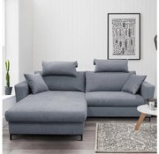 Rozkladacia rohová sedacia súprava HORTA v tvare L, ľavé prevedenie, tmavosivá