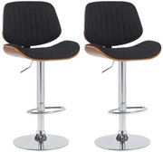 2x Barová stolička Clawson - látka, chróm rám - orech/čierna