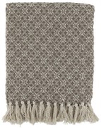 Béžový priadzový pléd so kvetinkami a strapcami Aix - 130*150 cm