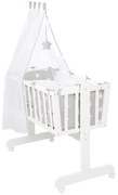 Biela kolíska na kolieskach s baldachýnom 40x90 cm Little stars – Roba