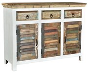 furniture-nabytek.cz - Masívna komoda Perth z recyklovaného dreva, lakovaná, biela/barevná – 125×42×90 cm