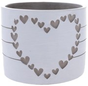 Betónový obal na kvetináč Heart of hearts biela, 12,2 x 9,5 cm