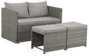 InternetovaZahrada Záhradný ratanový set Jamaica 2v1 - sivý