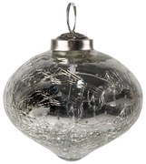 Strieborná vianočná sklenená ozdoba banka s popraskaním - Ø 7*7 cm