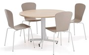 Zostava nábytku SANNA + MILLA, 1 stôl, 4 stoličky, biela/ílová šedá