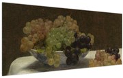 Obraz - Henri Fantin-Latour, Still Life with Grapes and a Carnation, reprodukcia (120x50 cm)