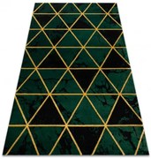 Koberec EMERALD exkluzívny 1020 glamour, styl marmur, trojuholníky fľaškovo zelený / zlatý