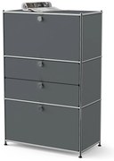 Kovová komoda »CN3« s 2 výklopnými priečinkami a 2 zásuvkami, sivá