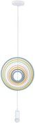 Candellux Bielo-dúhový závesný luster Hoops pre žiarovku E27 31-12043