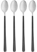 House Doctor Dlhá lyžička Ox Black/Silver – sada 4 ks