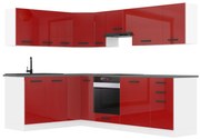 Kuchynská linka Belini Premium Full Version 420 cm červený lesk s pracovnou doskou JANET