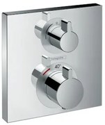 Termostatická batéria pod omietku Hansgrohe Ecostat Square s uzatváracím ventilom a reguláciou prietoku, chróm 15714000