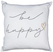 Štvorcový bavlnený vankúš Be happy - 45 * 12 * 45cm