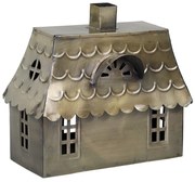 Mosadzná antik kovová chalúpka na sviečku Canie - 23*14*22 cm