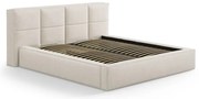 Krémovobiela čalúnená dvojlôžková posteľ s úložným priestorom s roštom 200x200 cm Simon Darren – Micadoni