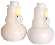 SIRIUS LED vosková svíčka sněhulák, bílý, sada 2 kusy, 10 cm