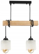 BERGE LED závesné stropné svietidlo, drevený trám, 2xE27, Luster Milk Cube