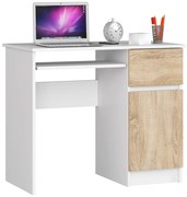 Písací stôl PIKSEL 90 cm biely/dub sonoma pravý