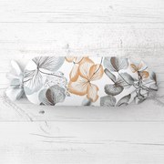 Biante Vankúš valec bonbon Sandra SA-367 Sivo-oranžové kvety na bielom 15x40 cm