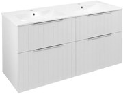 Sapho Sapho, CIRASA umývadlová skrinka s dvojitým umývadlom 121x66x46cm, biela matná strip, CR121-3131S-21