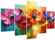 Obraz - Päť pestrofarebných kvetov (150x105 cm)