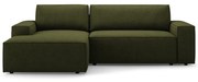 Tmavozelená rozkladacia rohová pohovka z textílie bouclé (ľavý roh) Jodie – Micadoni Home