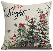 Vianočná obliečka na vankúš HOLLY CHARM 45x45 cm, béžová