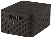 Tmavohnedý plastový úložný box s vekom 29x39x19 cm Style – Curver