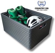 Plastový košík COUNTRY, rovný, antracit (28l - 43x33x22)
