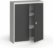 Plechová policová skriňa na náradie KOVONA, 1150 x 950 x 400 mm, 2 police, sivá/grafit