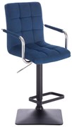 LuxuryForm DESIGN Barová stolička VERONA VELUR na čiernej hranatej podstave - modrá