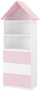 Detský domčekový úložný regál 185 cm - BEZ MOTÍVU - ružový