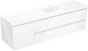 Mexen Orio, kúpeľňová skrinka 160 cm s pravým umývadlom Otis, 2S, 1D, biela lesklá, 91A13-16047-3-BBFFF00-W18P00