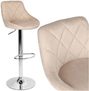 Barová stolička KAST - béžový zamat / strieborný základ