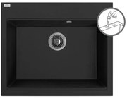 Laveo Tau, 1-komorový granitový drez 600x500x215 mm, čierna, LAV-SBT_B106