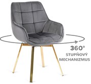 Vintino otočné kreslo BARI sivý zamat zlaté nohy - vintino.sk