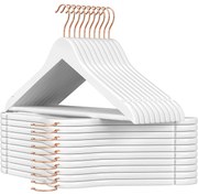 Drevené vešiaky na šaty, sada 20 ks, farba biela a rosegold